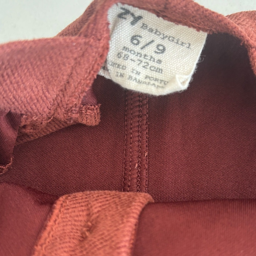 ZIPPY Rust Overalls with Ruffle Straps - Picture 2 of 5
